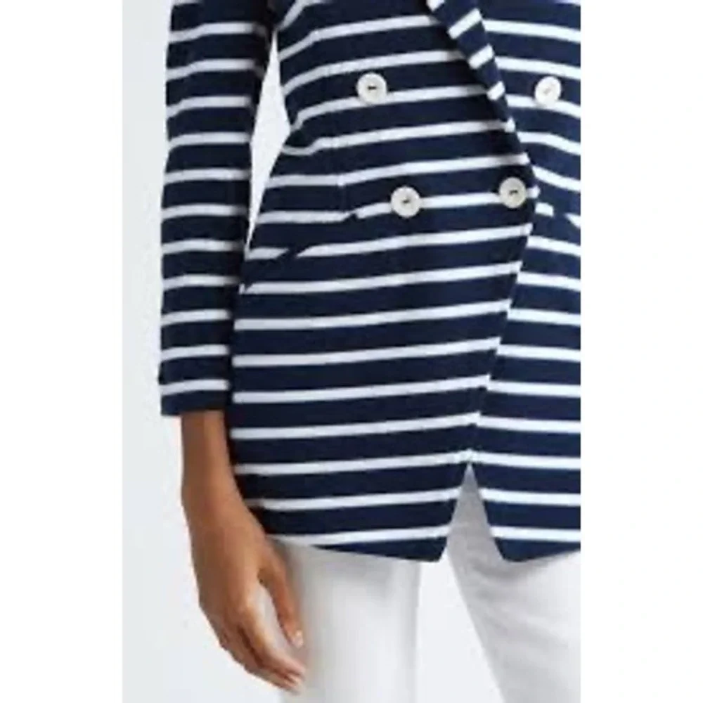 Veronica Beard Ortiz Nautical Striped Terry Knit Blazer Jacket Medium NWT